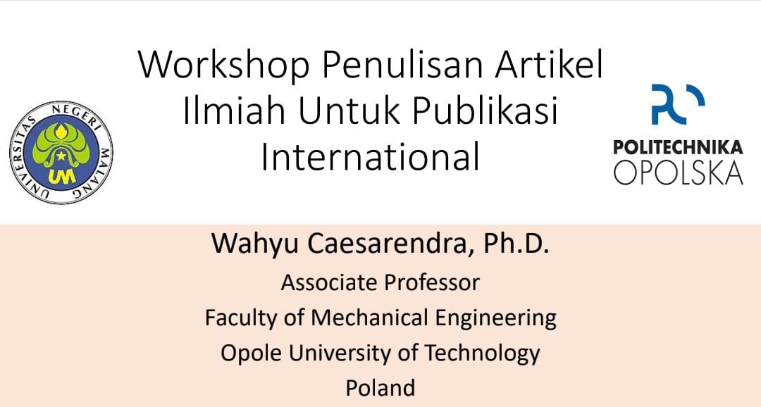 Workshop Penulisan Artikel Ilmiah Untuk Publilkasi International